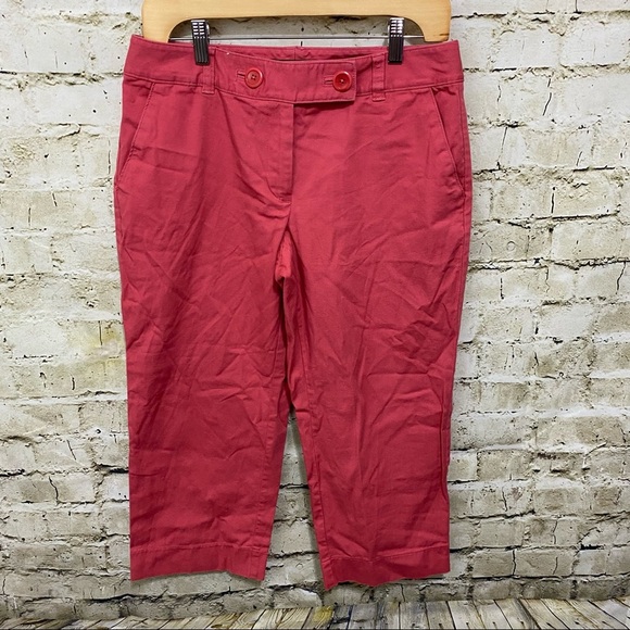 Talbots Coral Linen Blend Cropped Capris - Picture 1 of 4